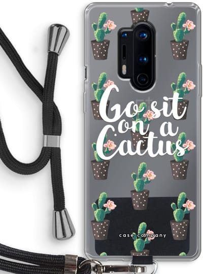 Case Company® - Hoesje met koord geschikt voor OnePlus 8 Pro hoesje met Koord - Cactus quote - Telefoonhoesje met Zwart Koord - Bescherming aan alle Kanten en Over de Schermrand