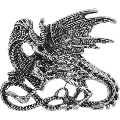 Nouvelle broche vintage en forme d'aile de dragon en métal pour hommes, accessoires de vêtements gray