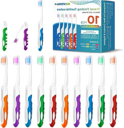 Reistandenborstels - Opvouwbare tandenborstels - Hygiënisch reizen - Individueel verpakt - 10 stuks - Diverse kleuren