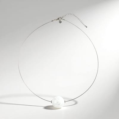 Cavill - Halsketting Edelstaal - Witte Kwarts 58 ct Ronde Kraal 20 mm - Verstelbaar 45-51 cm - Elegante Minimalistische Sieraden Dames