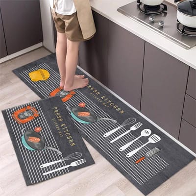 Keukenmat, slaapkamermat, gangmat, lange strook vloerkleed, zachte en antislip deurmat, keukenaccessoires 40x60and40x120cm 2pc
