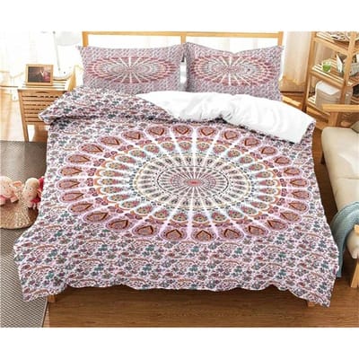 Bohemian Psychedelisch Mandala Patroon Dekbedovertrek Set Beddengoed Voor Volwassenen Kind Bedset Dekbedovertrek Met 1 Dekbed 2 Kussensloop AU King(245x210cm)