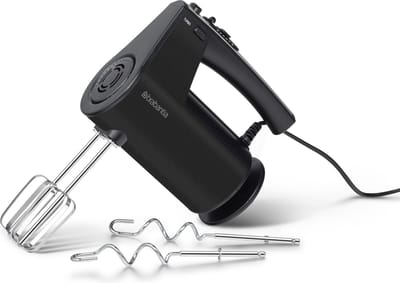 Brabantia Handmixer - 10 snelheden en Turbofunctie - Mixer met Deeghaken, Gardes - Krachtig en Compact - Zwart