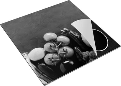 Chefcare Inductie Beschermer Diverse Groente bij elkaar - Zwart Wit - 78x78 cm - Afdekplaat Inductie - Kookplaat Beschermer - Inductie Mat