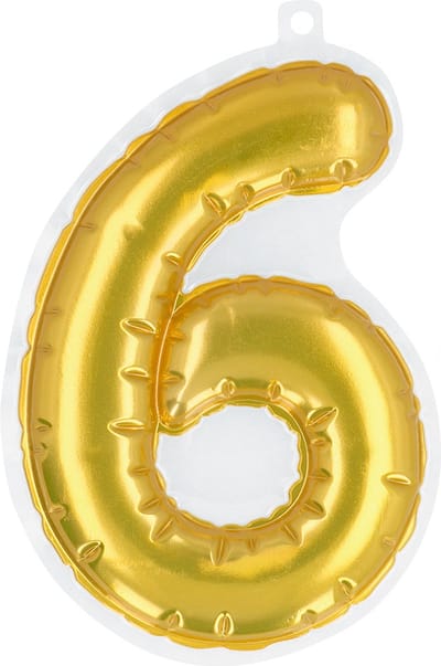 Boland - Sticker Folieballon '6' goud Goud - Black & Gold - Black & Gold - Verjaardag - Jubileum - Raamsticker - NYE