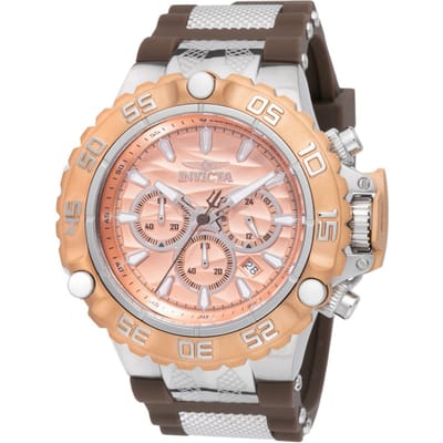 Invicta Subaqua - Poseidon 48556 Heren Horloge - Quartz Uurwerk - Roestvrij Staal met rosegouden Wijzerplaat - 55mm