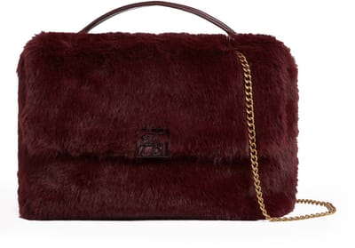 Ted Baker schoudertas handtas Anilie Detail Faux Fur Shoulder Bag Wine wijnrood