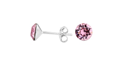 ARLIZI 1518 Oorbellen roze Swarovski kristal oorstekers - sterling zilver - 6 mm
