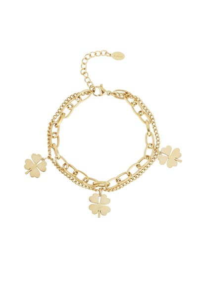 Goudlief Lucky you armband - Goudkleur - Roestvrij staal - Verkleurt niet - Cadeau - Goudlief.nl
