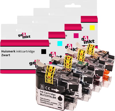 Go4inkt compatible met Brother LC-227XL (225XL) bk/c/m/y inkt cartridge multipack - 4 stuks - Zwart, Cyaan, Magenta, Yellow