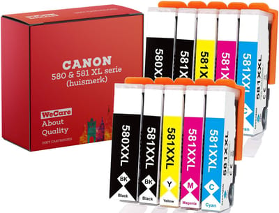 10-pack | Geschikt voor Canon 580/581 XL inktcartridges - Geschikt voor Canon Pixma TR7550 - TR8550 - TS6150 - TS6250 - TS6300 - TS6350 - TS705 - TS8150 - TS8250 - TS9150 - TS9550