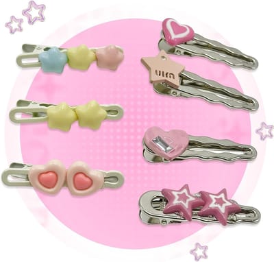 Set van 7 stervormige haarspeldjes voor meisjes, zijclips, met pailletten versierde haaraccessoires en schattige hartvormige haarspelden, perfect voor feestjes en dagelijks gebruik