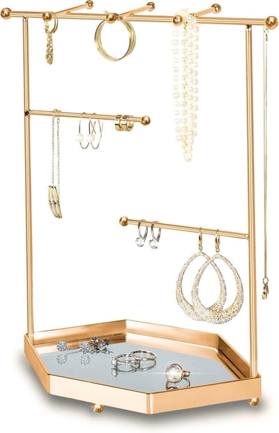 Sieradenhouder met Spiegeltray - Luxe Organizer voor Kettingen, Oorbellen & Armbanden - Perfect Cadeau