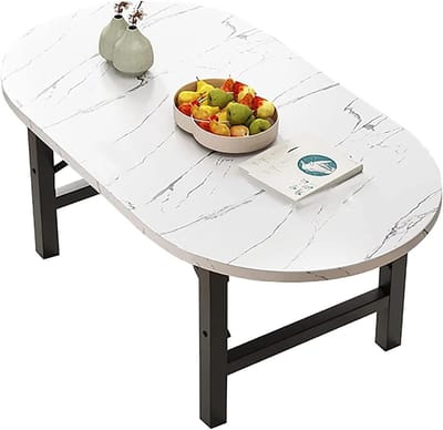Klaptafel Ovaal - Eettafel bijzettafel - Veelzijdig gebruik - Stevig stalen frame - 120 cm - Houtkleur