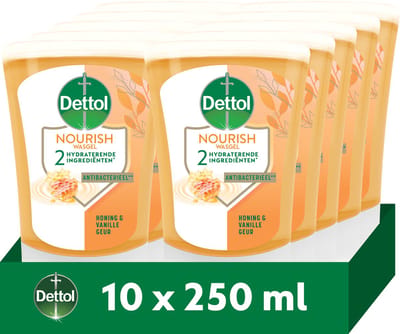 Dettol No-Touch Handzeep Navulling Honing & Vanille 250ml - 10 stuks - Voordeelverpakking