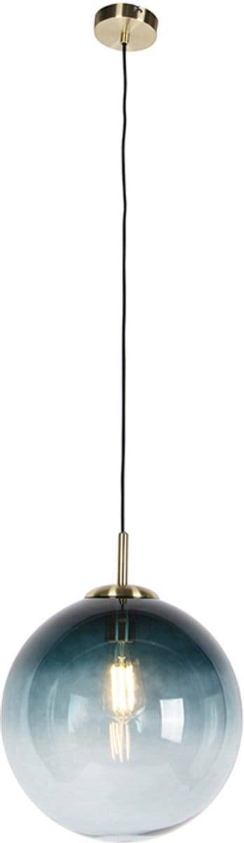 QAZQA pallon - Art Deco Hanglamp eettafel - 1 lichts - Ø 330 mm - Blauw - Woonkamer | Slaapkamer | Keuken