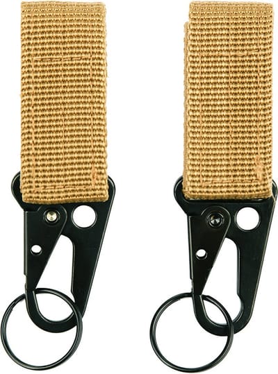 101inc Molle snap hook with keyring 2-pack coyote