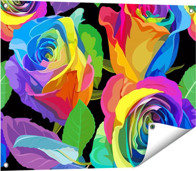 Gards Tuinposter Kleurrijke Rozen - Bloemen - Abstract - 80x60 cm - Tuindoek - Tuindecoratie - Wanddecoratie buiten - Tuinschilderij