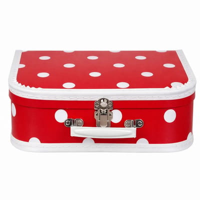 Kinderkoffer polkadot - rood / wit - 30 cm - karton - logeerkoffer / opbergkoffer - kraamcadeau