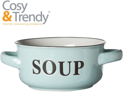 Cosy & Trendy Soepkommen Classic - pastel blauw - 1x stuks - 14 x 7 cm - keramiek - soepkommetjes - 470 ml