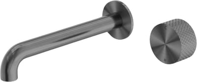 Owen & Finch Messing Inbouw Wandmengkraan – Geborsteld Grafiet | Bruhed Graphite | Gun Metal – Draaibare Mengkraan met Diamantkarteling – Progressief Systeem – PVD Afwerking - Uitloopmaat 185mm