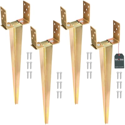 KOTARBAU® 4 stuks Grondanker, Paalhouder, 0-160 mm, Verzinkt Staal, 70 cm, Goudkleurig, Verstelbare Paalhouder, Paalvoet, Paalsteun, Paalanker, voor Tuinconstructies