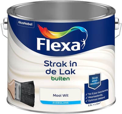 Flexa - Strak In De Lak Buitenlak Zijdeglans - Mooi Wit - Mengverf - 2,5 L