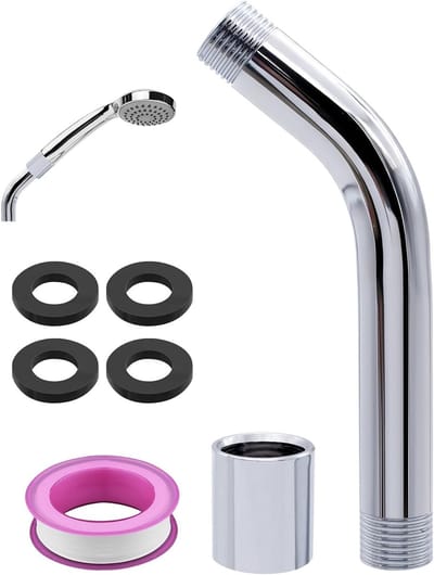 Verlengstuk voor handdouche 1/2 inch - Douchearm extensie met accessoires, 4 afdichtingen en tape voor badkamergebruik