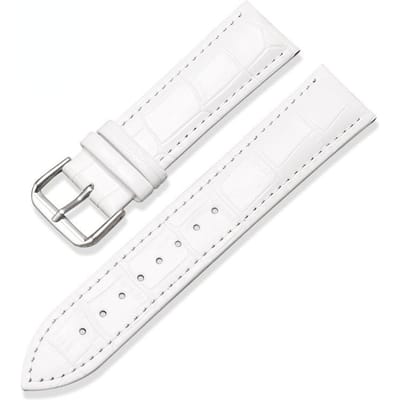 Kalfsleren horlogeband van echt leer 12 mm 14 mm 16 mm 18 mm 20 mm 22 mm met zilveren gesp Zakelijke casual horlogebandaccessoires wit