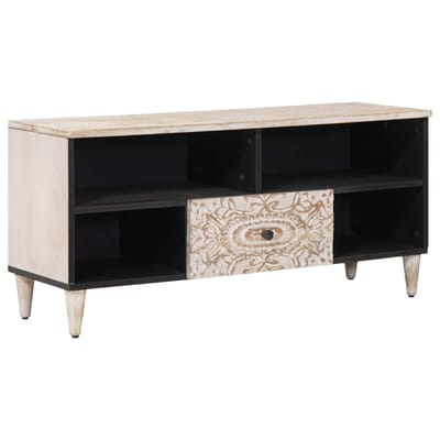 vidaXL - TV - Kast - Wit - 100 - x - 33,5 - x - 46 - cm - Massief - Mango - Hout