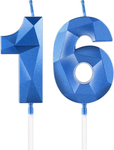 SnelShoppen - Royal Blue 16e Verjaardag Kaarsen, 3D Nummer 16 Kaars voor Taart, Blauwe Cake Decoraties voor Verjaardagsfeest en Bruiloft, Milieu-vrien