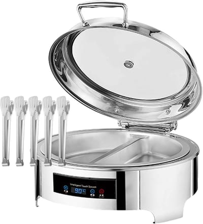 Elektrische Voedselwarmer - Buffet Verwarmer - Feesten Warm Houden - Temperatuurregeling Touchscreen - 6 Liter Capaciteit - Zilverkleurig