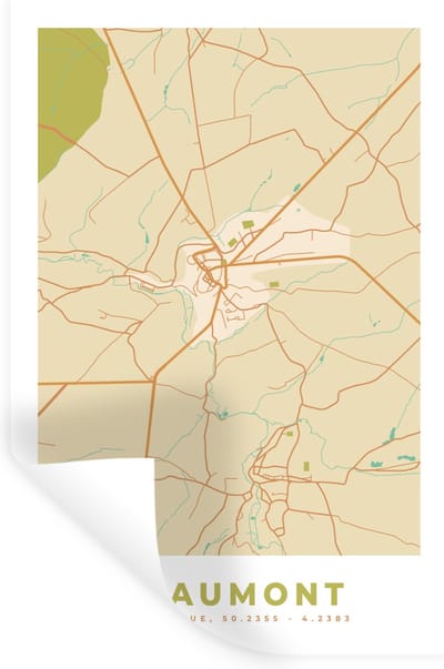 Muurstickers - Sticker Folie - Kaart - België - Beaumont - Stadskaart - Plattegrond - 20x30 cm - Plakfolie - Muurstickers Kinderkamer - Zelfklevend Behang - Zelfklevend behangpapier - Stickerfolie