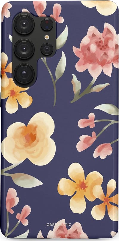 Casetastic Hoesje Geschikt voor Samsung S25 Ultra - Stijlvolle Beschermende Duo-layer Case - Bloesemnacht Marine