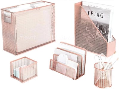 Bureau Organizer Set - Kantoor Set - Bureau Opruimen - 5 Delig - 27 x 25 cm - Rose Goud