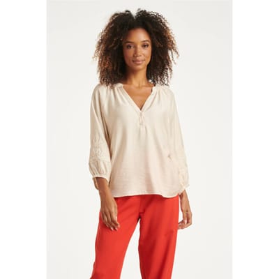 Smashed Lemon Soepelvallende blouse met geborduurde mouwen |