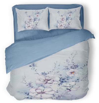 Eleganzzz Dekbedovertrek Spring Dreams - Blue - Dekbedovertrek 200x200/220cm - Micropercal -Tweepersoons - Dekbedovertrekken - Bloemen Dekbedovertrek