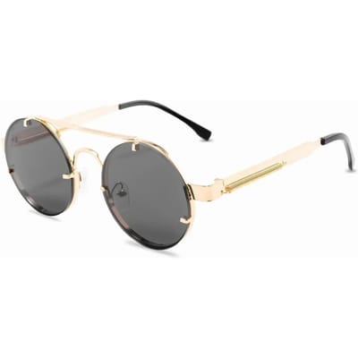 Lunettes de Soleil Steampunk Gothiques Classiques Luxe Designer Haute Qualité Rétro Rondes Monture Métal UV400 pour Hommes et Femmes