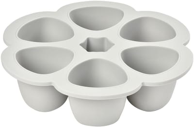 Béaba Siliconen Bewaarschalen - 6 Porties x 150ml - Babyvoeding Bewaren & Invriezen - Hitte- en Koudebestendig - Grijs