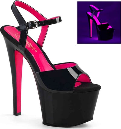 Pleaser - SKY-309TT Sandaal met enkelband, Paaldans schoenen - Paaldans schoenen - 42 Shoes - Zwart/Roze