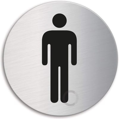 Rond Mannen Toilet Deurbord Ø 130 mm RVS Zelfklevend