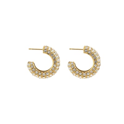 Oorringen steentjes - Michelle Bijoux - Dames oorringen - Gouden oorringen - 2,50 x 2,50 cm - Oorbellen met steentjes - Kerst sieraden - Kerst cadeau - Sinterklaas - Cadeau voor dames - Moederdag - Valentijn