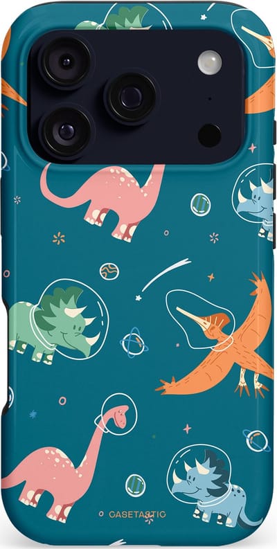 Casetastic hoesje geschikt voor Apple iPhone 17 Pro - MagSafe - Dubbellaagse bescherming - Ruimte raptors - Fashion Case - Petrol Perzik Groen