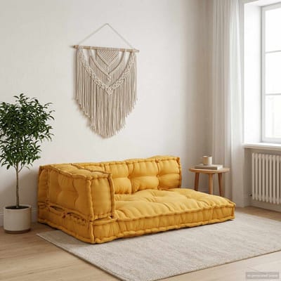 vidaXL - Pallet - Sofa - Kussen - 3 - st - Stof - Geel - 120 - x - 80 - x - 38 - cm