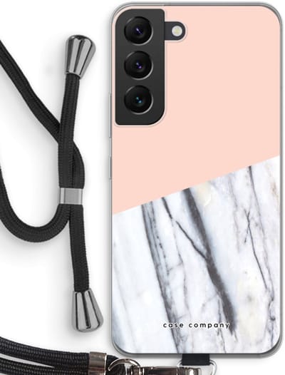 Case Company® - Hoesje met koord geschikt voor Samsung Galaxy S22 hoesje met Koord - A touch of peach - Telefoonhoesje met Zwart Koord - Bescherming aan alle Kanten en Over de Schermrand