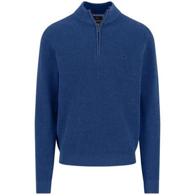 Fynch-Hatton Trui Uni Color Structure Troyer Zip Harbor Blue / male
