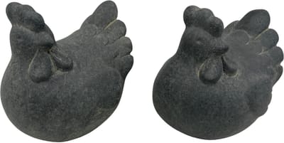 Brynxz set van 2 kippen Chicken Classic Majestic Vintage M 12 x 11 cm - decoratie beeld - Antraciet