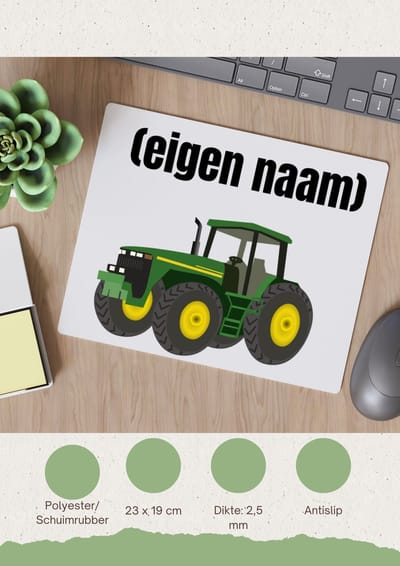 Akyol - tractor Muismat - Boer - boer of boerin - met eigen naam - leuk cadeau voor iemand die op de boerderij werkt - cadeau - kado - 23 bij 19 cm