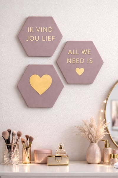Set van 3 spreuk tegeltjes, Tegeltje met tekst, Spreuktegeltjes, Tegeltjes