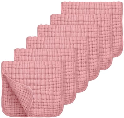 Mousseline Doeken - Spuugdoeken Baby - Babyverzorging Thuis - Zeslaags Katoen - 6 Stuks 24x45cm - Roze